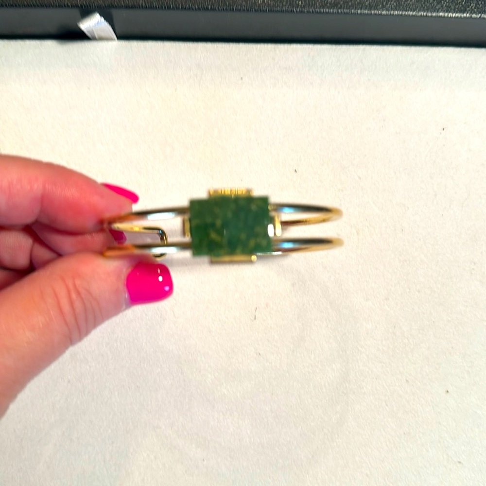 Gold and jade cuff bracelet